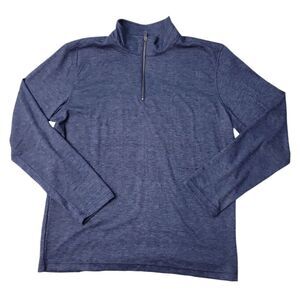 Gap Men's Half Zip Brushed Double Knit Long Sleeve Pullover - Medieval Blue
